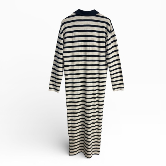 Faherty Navy Stripe Long Sleeve Maxi Dress Collared Women’s Small Beach Coverup - Picture 4 of 6